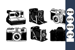 Vintage and Retro Cameras Collection Vector Illustration Bla Product Image 1