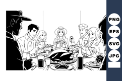 Family Gathering Dinner Celebration Around Turkey and Drinks Product Image 1