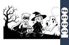 Children dressed as superhero witch and ghost Halloween cost Product Image 1