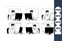 Man working on computer in office environment vector illustr Product Image 1
