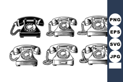 Vintage rotary dial telephones set black and white vector il Product Image 1