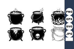 Black Cauldrons with Bubbles and Flames Vector Illustration Product Image 1