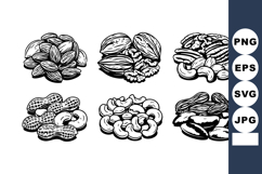 Various types of nuts almond pecan cashew peanut collection Product Image 1