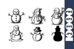 Snowman illustrations set with winter themes and playful des Product Image 1