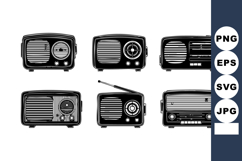 Vintage radios collection black and white retro style vector Product Image 1