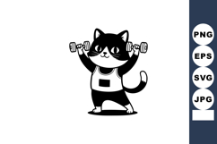 Cat lifting dumbbells in fitness workout exercise vector ill Product Image 1