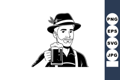 Man with Beer Mug Wearing Traditional Hat Vector Illustratio Product Image 1