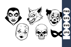 Vampire werewolf clown skull and mask horror costume vector Product Image 1