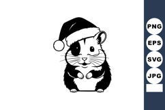 Cute hamster wearing Santa hat Christmas holiday festive vec Product Image 1