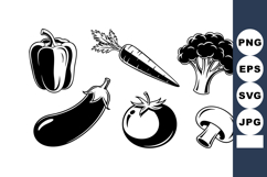 Fresh vegetable icons black and white vector illustration wi Product Image 1