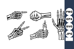 Skeleton hand gestures and poses vector illustration with ca Product Image 1