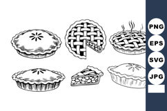 Various classic black and white hand-drawn pie illustrations Product Image 1