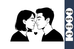 Young couple face to face in romantic love moment black and Product Image 1