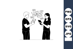 Two people using smartphones with artificial intelligence te Product Image 1