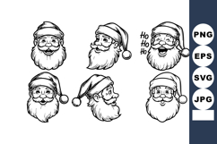 Santa Claus face expressions set with hat and beard for Chri Product Image 1