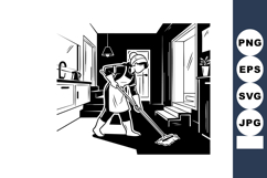 Woman Mopping Floor Cleaning Housework Chore Domestic Activi Product Image 1