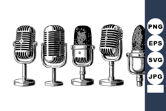 Vintage microphone collection set with detailed engraving ve Product Image 1