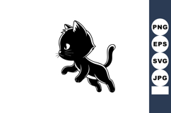 Black Cat Silhouette Vector Illustration with Playful Pose a Product Image 1