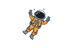 Astronaut in an orange space suit making a peace sign in fla Product Image 1