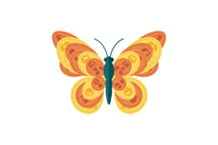 Butterfly with Colorful Coin Patterns in Flat Design Vector Product Image 1