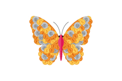 Colorful butterfly adorned with coins in flat vector art sty Product Image 1