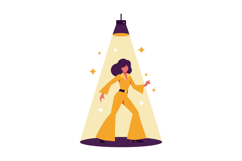 A confident woman in a stylish yellow jumpsuit dancing under Product Image 1