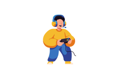 Enthusiastic boy playing video games with a controller while Product Image 1