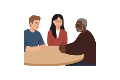 Diverse people discussing and collaborating at round table i Product Image 1