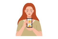 Woman holding hourglass symbolizing time management and pati Product Image 1