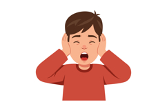 Boy covering ears in frustration or pain emotional expressio Product Image 1