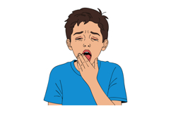 Boy yawning with blue shirt tired expression vector illustra Product Image 1
