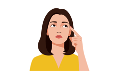 Woman Thinking Gesture with Yellow Shirt Vector Illustration Product Image 1