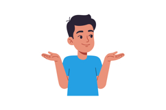 Young man shrugging shoulders in blue shirt vector illustrat Product Image 1