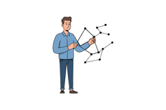 Man in blue shirt interacting with molecular structure vecto Product Image 1