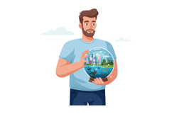Man holding city and nature ecosystem in glass globe vector Product Image 1