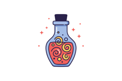 Colorful potion bottle with swirling patterns in flat vector Product Image 1