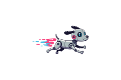 Playful robotic dog in motion with colorful speed lines in f Product Image 1