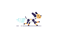 Playful robotic dog running swiftly in a flat design vector Product Image 1