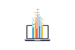 Laptop with colorful data visualization elements in a flat d Product Image 1