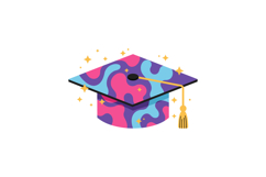 Colorful graduation cap design in vibrant flat style showcas Product Image 1