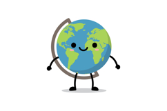Cheerful globe character with arms and legs in a flat vector Product Image 1