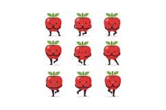 Playful red apples with limbs showcasing various cheerful ex Product Image 1