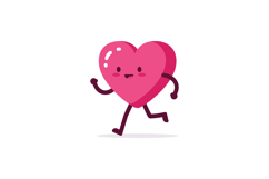 Cute animated heart character running playfully in a minimal Product Image 1