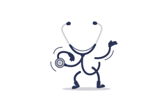 Playful stethoscope character dancing joyfully in a minimal Product Image 1
