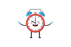 Cheerful cartoon alarm clock character in flat style with sm Product Image 1