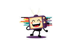 Playful character with a retro television head in a flat, co Product Image 1