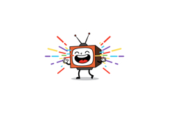 Happy cartoon television character with colorful rays in a p Product Image 1