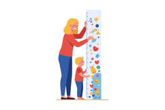 Mother and Son Measuring Height Growth Chart with Colorful S Product Image 1