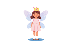 Little girl fairy with crown and wings in pink dress vector Product Image 1