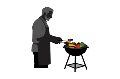Man grilling vegetables on barbecue outdoor cooking healthy Product Image 1